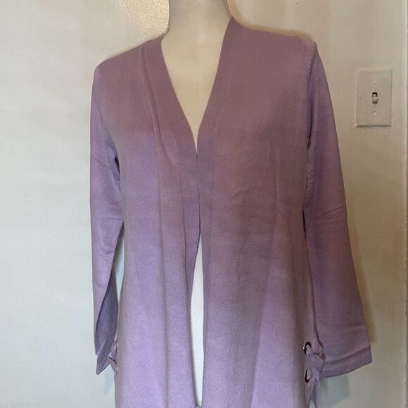 JM Collection Womens Lilac Moon Core Fashion Cardigan Tie On Side Sweater Sz PM - Picture 3 of 8